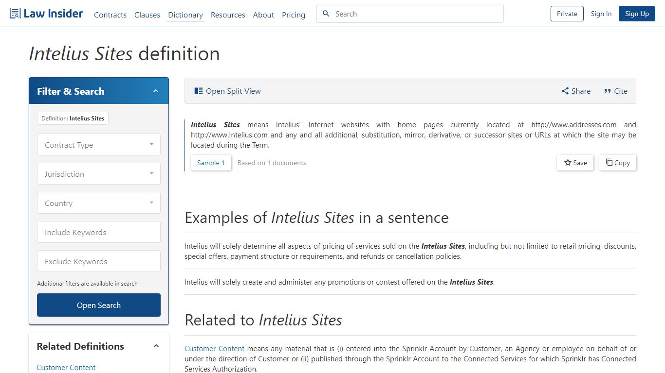 Intelius Sites Definition | Law Insider